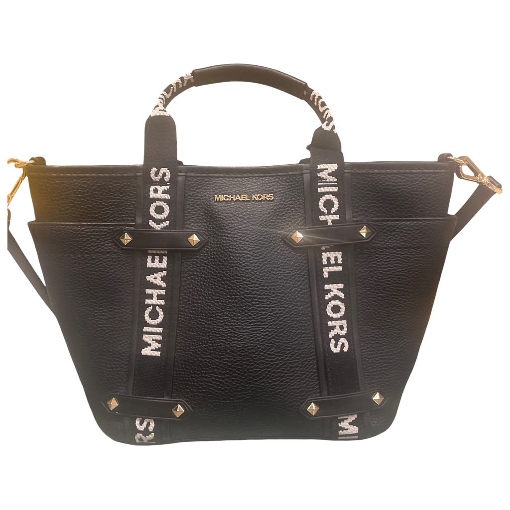 Michael Kors Black Leather Logo Strap Tote *Repaired